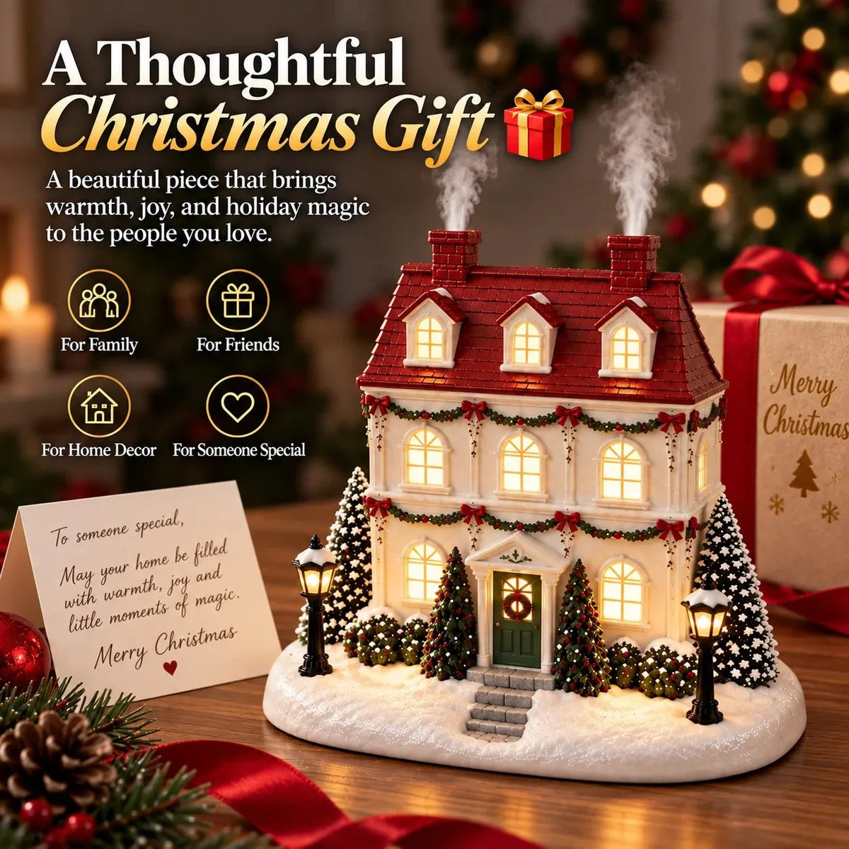 🎁Christmas House Aroma Diffuser with Glowing Windows