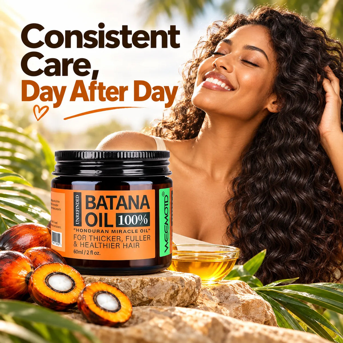 🎁100% Pure Batana Oil for Hair – Moisturizing & Conditioning Hair Oil for Softness, Shine & Frizz Control
