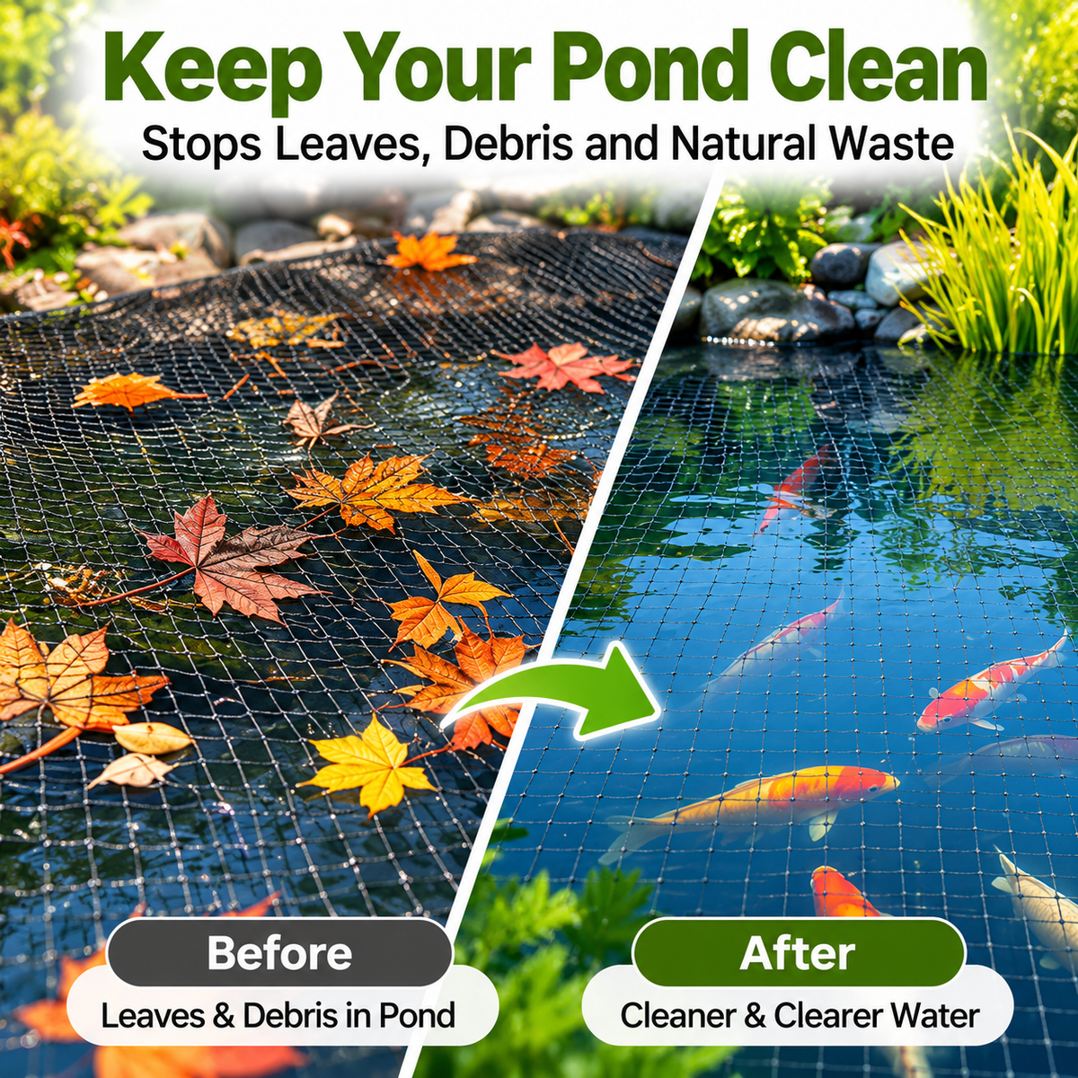 🔥Pond Netting for Koi with Stakes