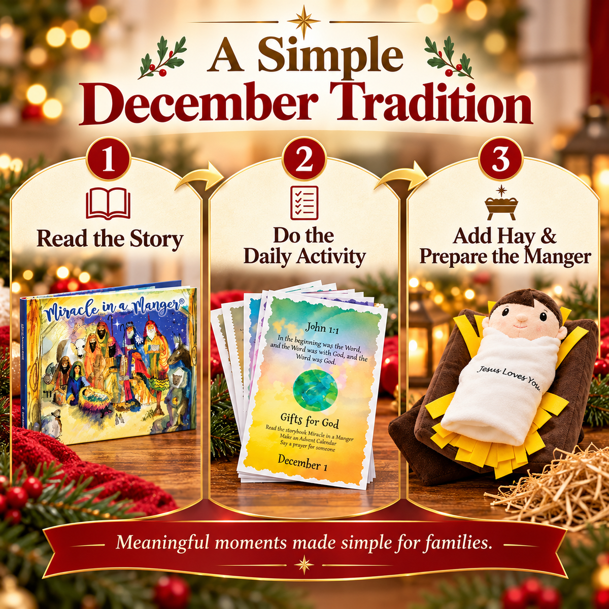 🎉Miracle In A Manger Gift Set Plush Toy Book and Activity Cards