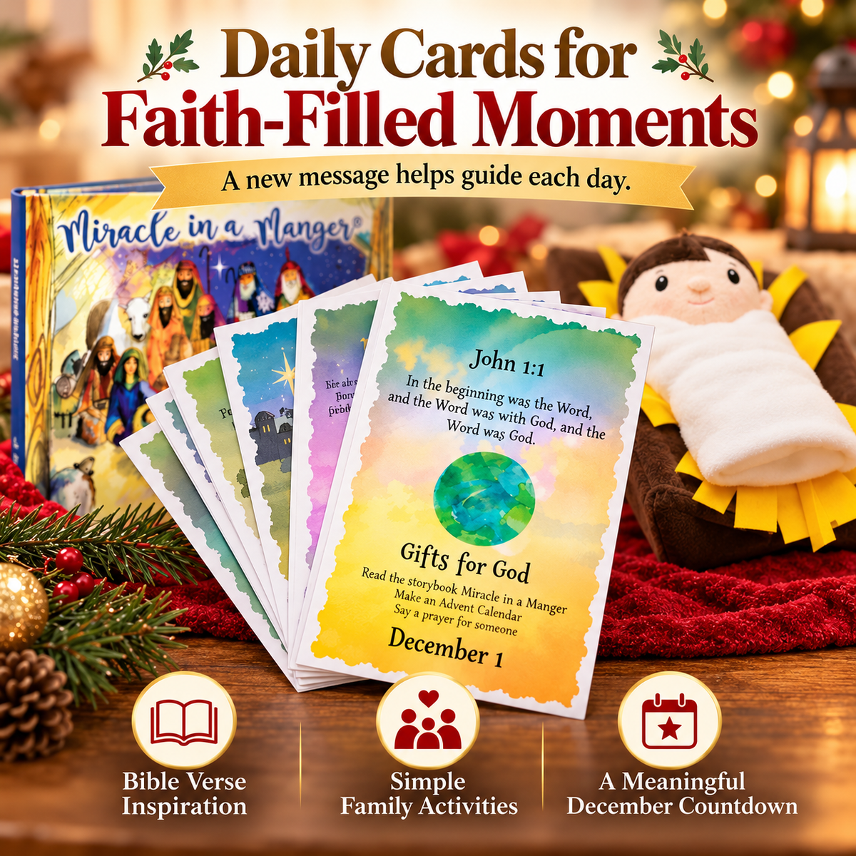 🎉Miracle In A Manger Gift Set Plush Toy Book and Activity Cards