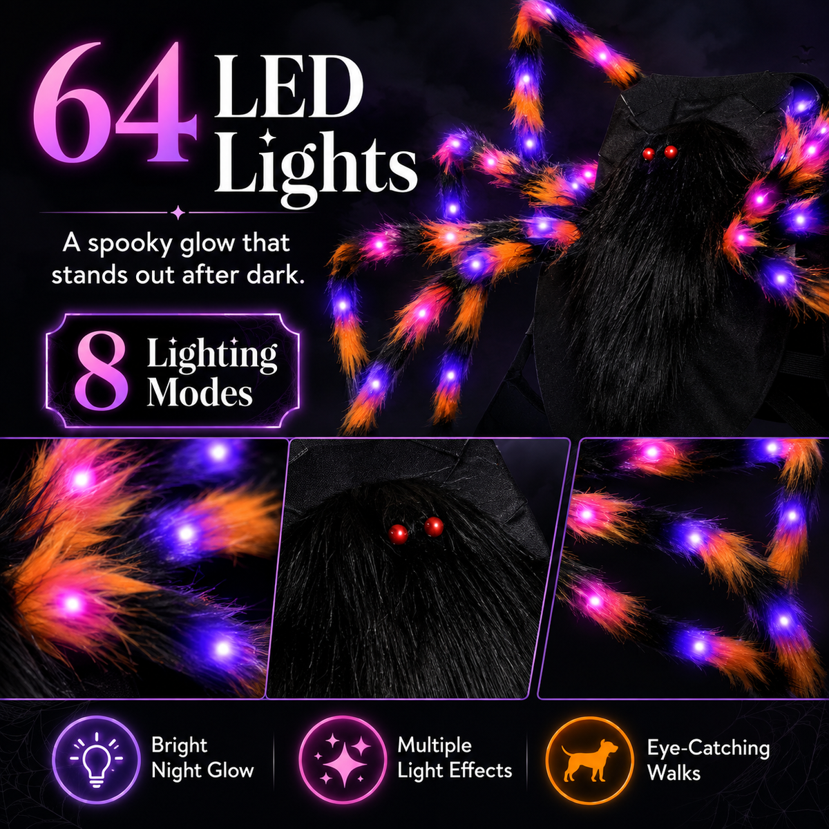 🔥Halloween Spider Dog Costume with 64 Led