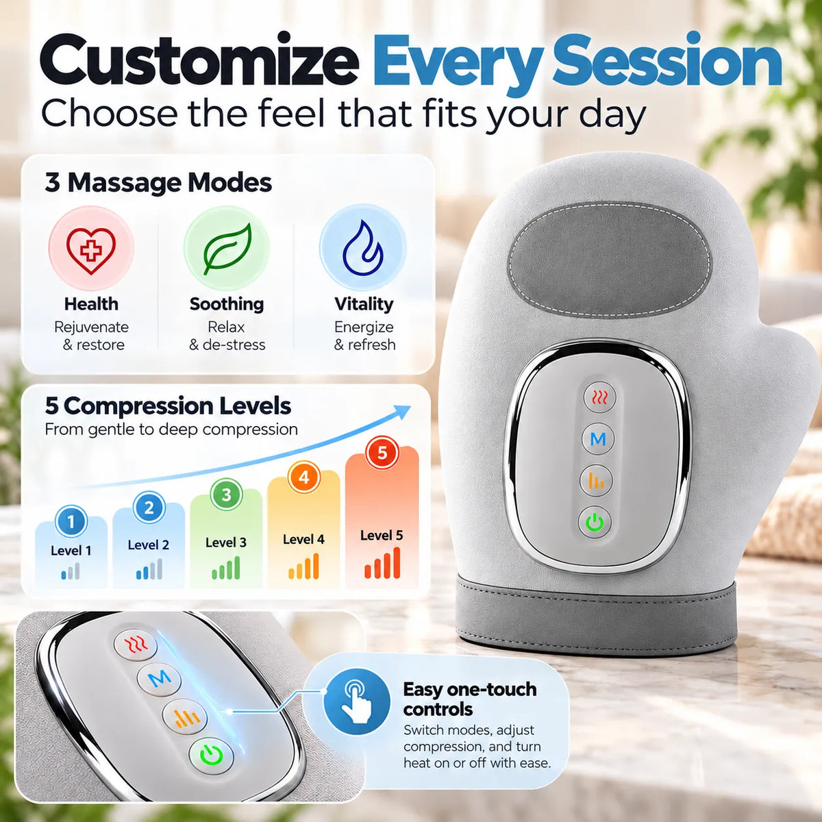 🎁Heated Hand Massager with Air Compression – Relaxing Finger & Wrist Massage Device