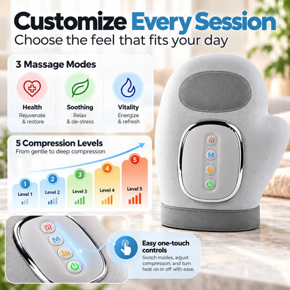 🎁Heated Hand Massager with Air Compression – Relaxing Finger & Wrist Massage Device