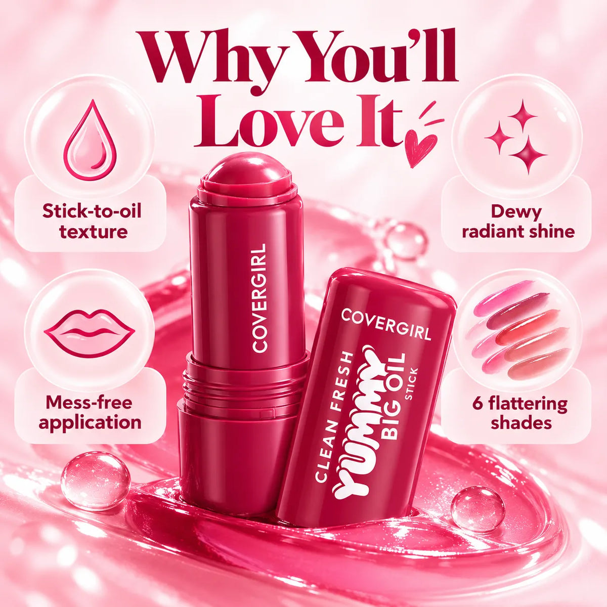 🎁Juicy Lip Oil Balm Stick – Hydrating Glossy Tint,