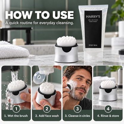 ❤️Gel-to-Foam Face Wash & Soft Cleansing Brush Kit