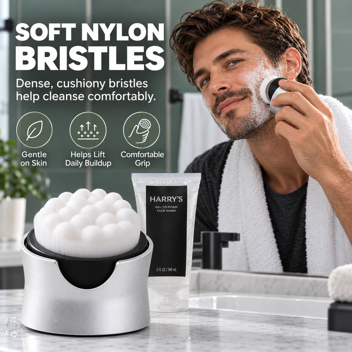 ❤️Gel-to-Foam Face Wash & Soft Cleansing Brush Kit