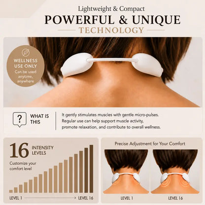 ❤️ Cordless Heated Neck Massager with 5 Modes & 16 Intensity Levels