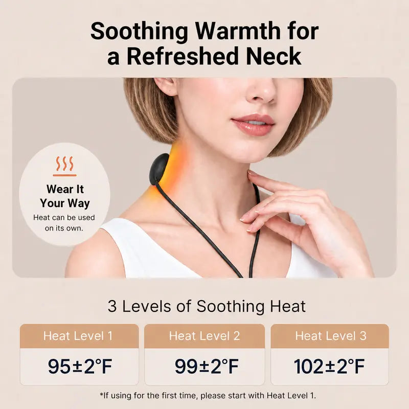 ❤️ Cordless Heated Neck Massager with 5 Modes & 16 Intensity Levels