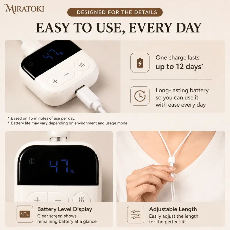 ❤️ Cordless Heated Neck Massager with 5 Modes & 16 Intensity Levels