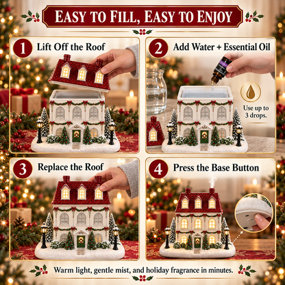 ❤️Christmas House Aroma Diffuser with Lights & Chimney Mist