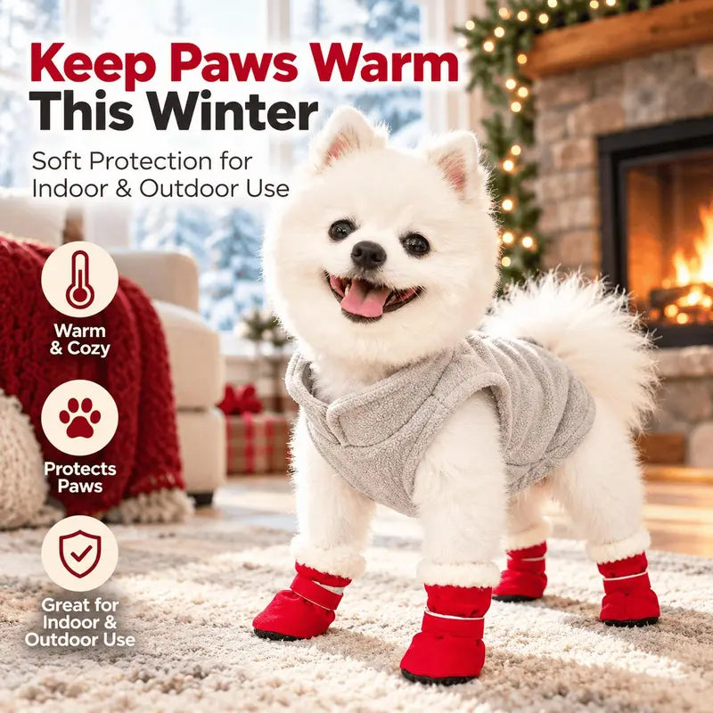 🎉Soft Velvet Puppy Booties, Warm Non-Slip Paw Covers for Small Dogs