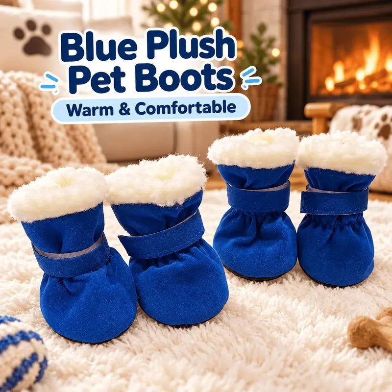 🎉Soft Velvet Puppy Booties, Warm Non-Slip Paw Covers for Small Dogs