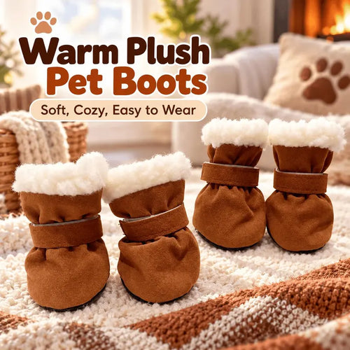 🎉Soft Velvet Puppy Booties, Warm Non-Slip Paw Covers for Small Dogs