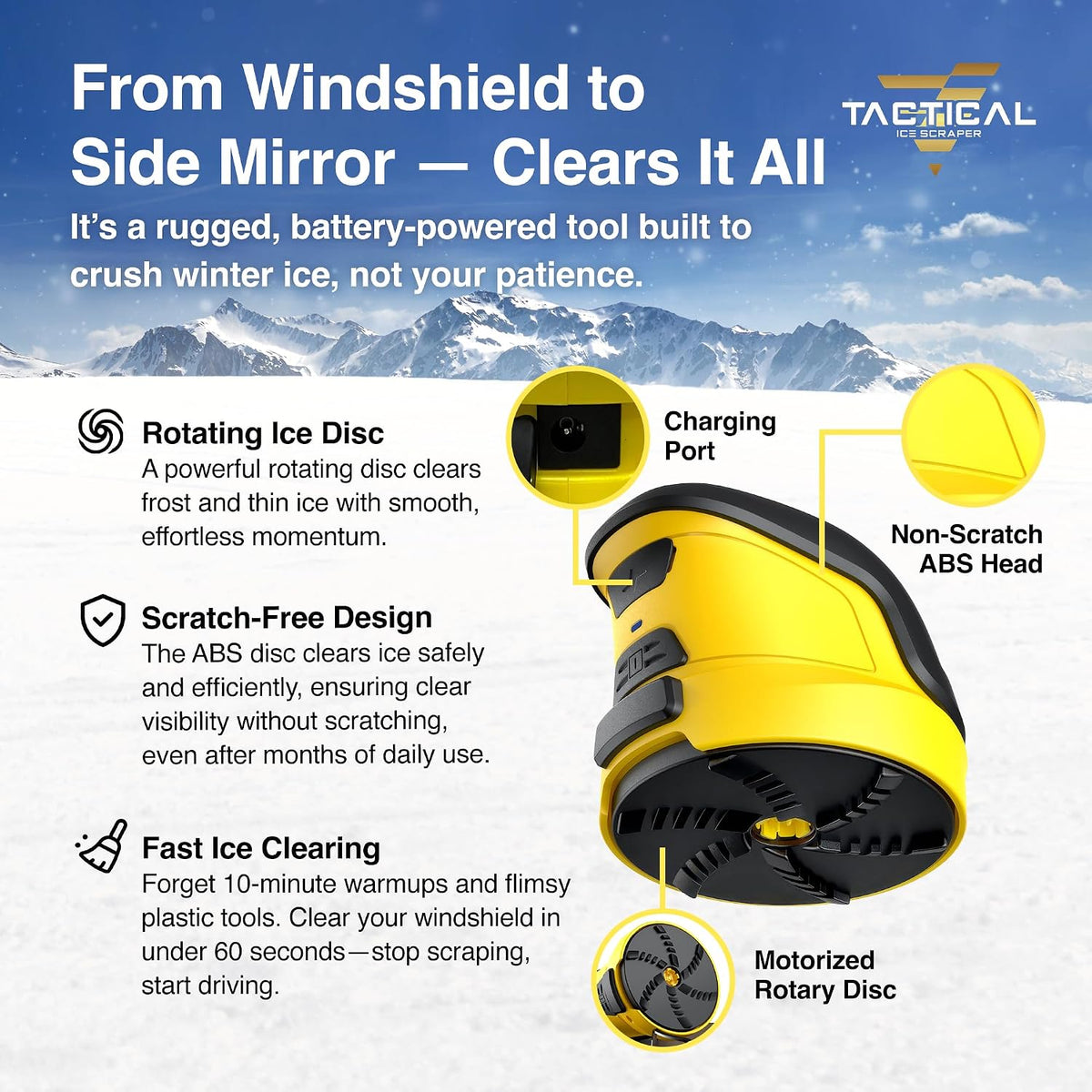 🎀Tactical Electric Ice Scraper – Cordless Rechargeable Glass Frost Removal