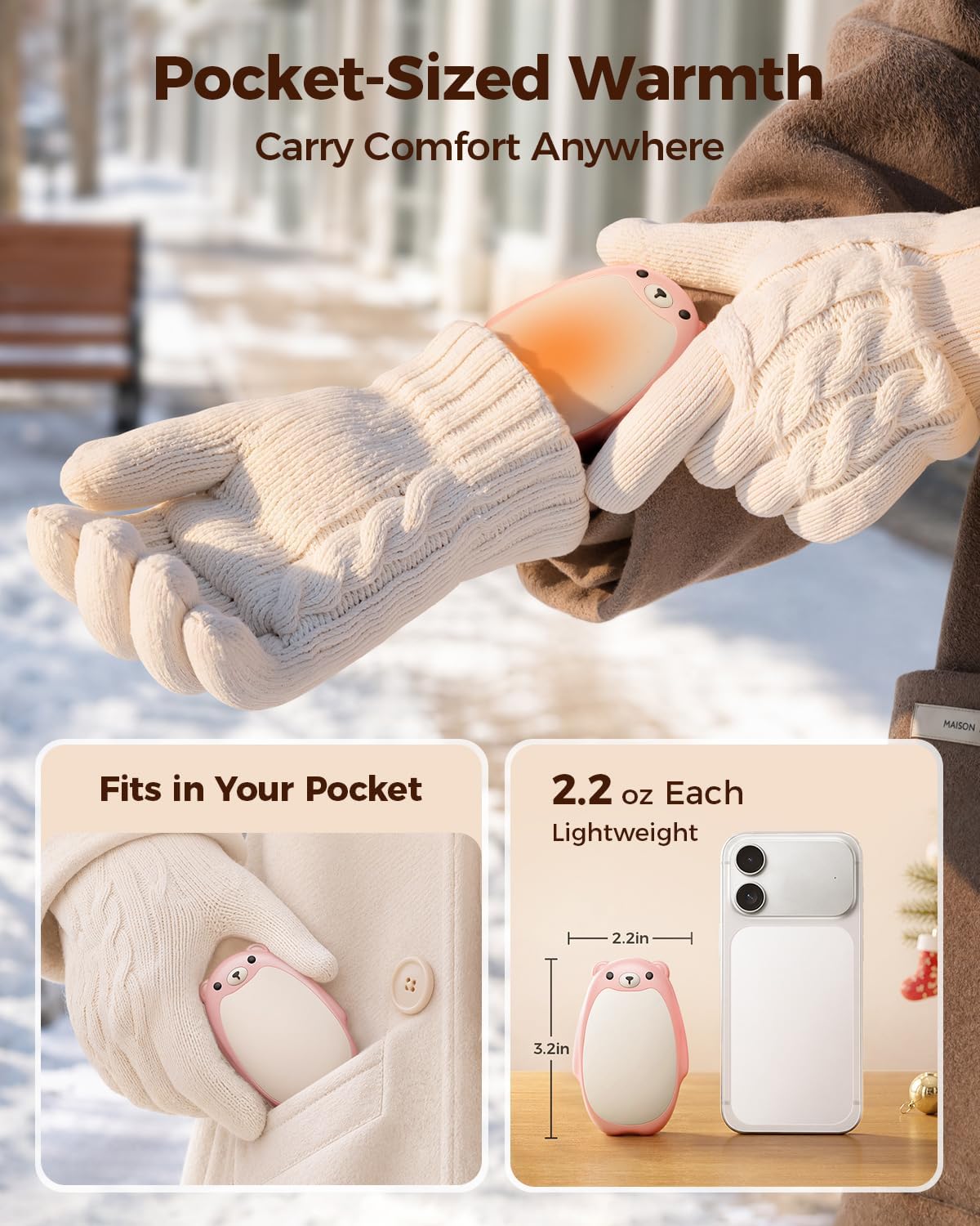 🎉Hand Warmers Rechargeable, 2-in-1 Magnetic Bear Electric