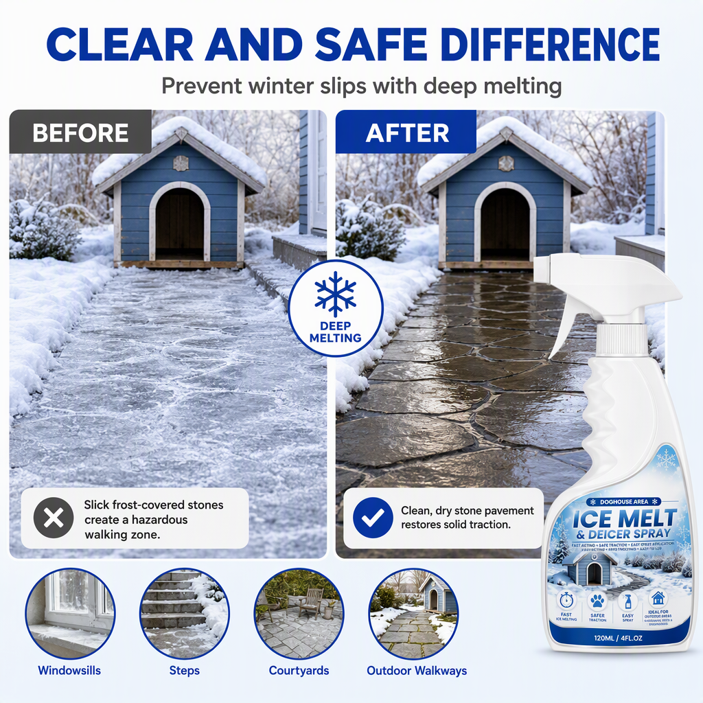 ❄️Outdoor De-Icing & Snow Melting Spray – pet-safe, dissolves frost on contact. Clear steps, walkways & patios fast